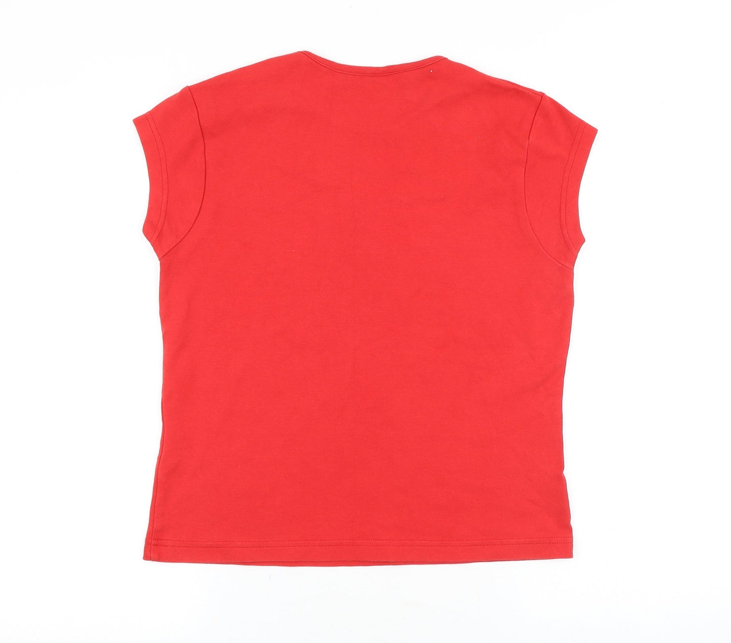 Juice Womens Red 100% Cotton Basic T-Shirt Size XL Scoop Neck - Reindeer, Cheers Big Ears