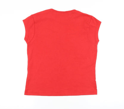 Juice Womens Red 100% Cotton Basic T-Shirt Size XL Scoop Neck - Reindeer, Cheers Big Ears