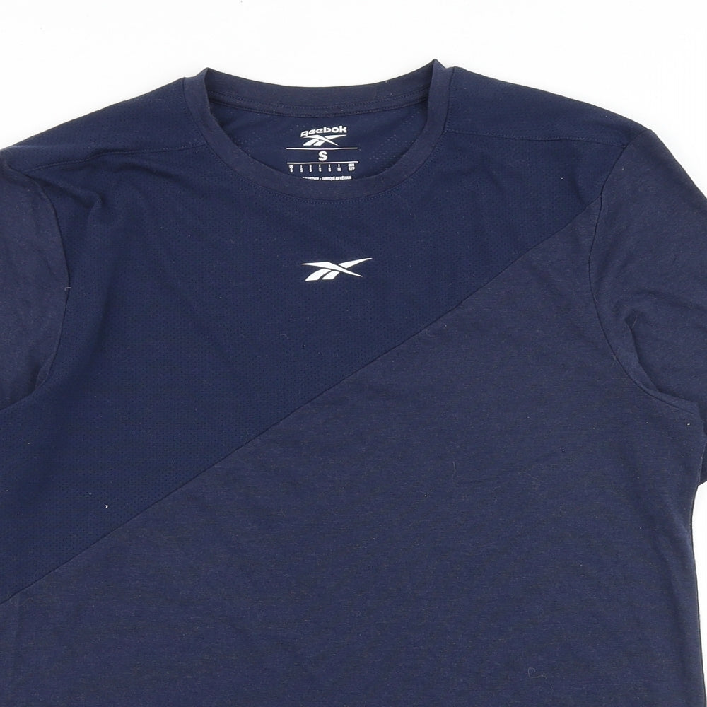 Reebok Mens Blue Polyester T-Shirt Size S Round Neck