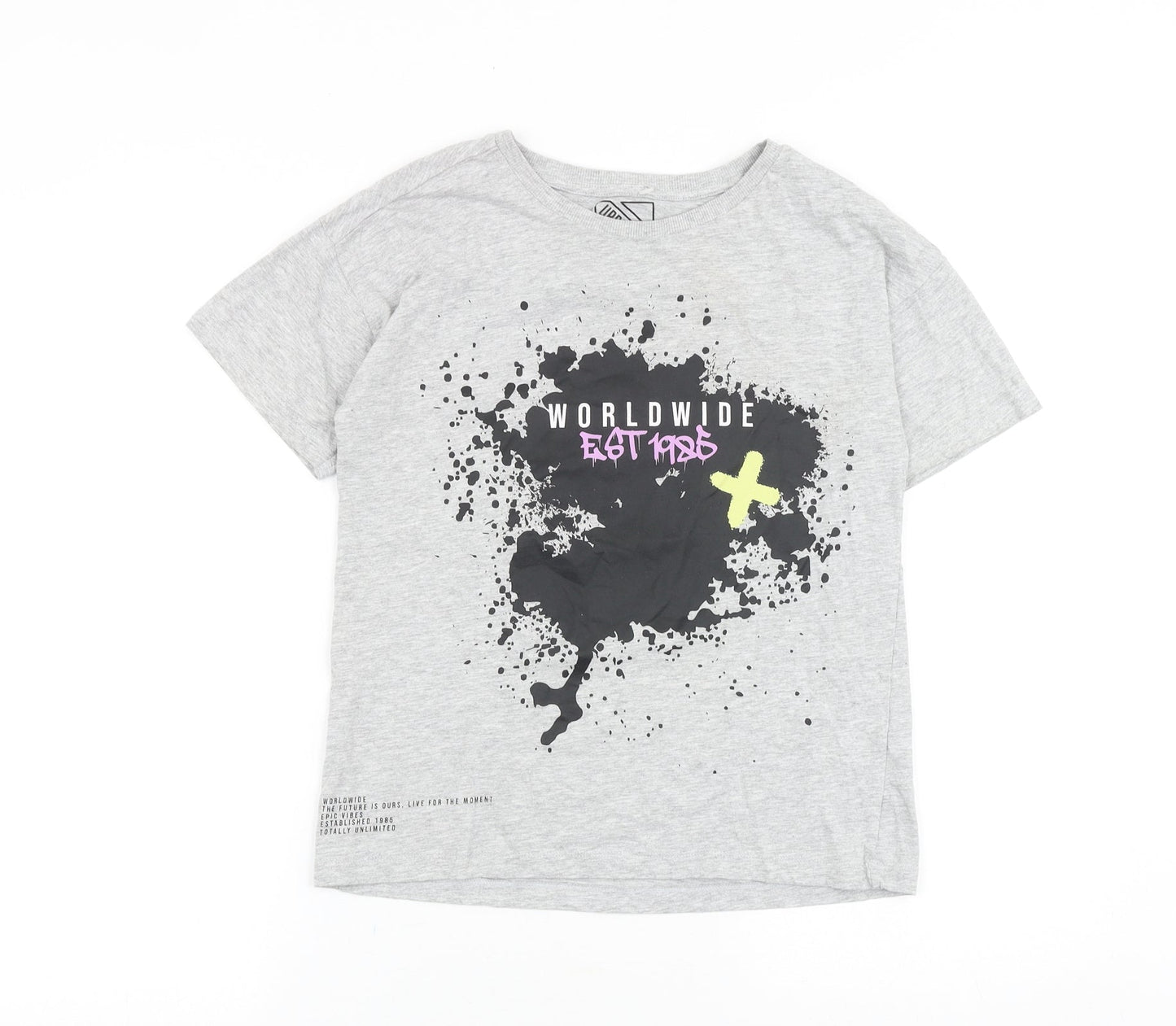 Urban Dept Boys Grey 100% Cotton Basic T-Shirt Size 11 Years Round Neck Pullover