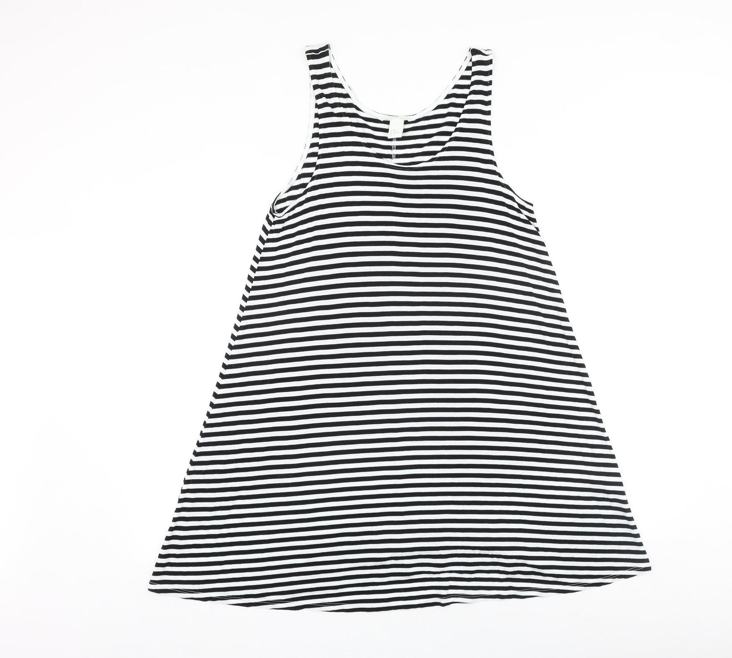 H&M Womens Black Striped Viscose Tank Dress Size M Round Neck Pullover