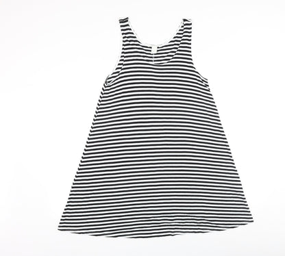 H&M Womens Black Striped Viscose Tank Dress Size M Round Neck Pullover