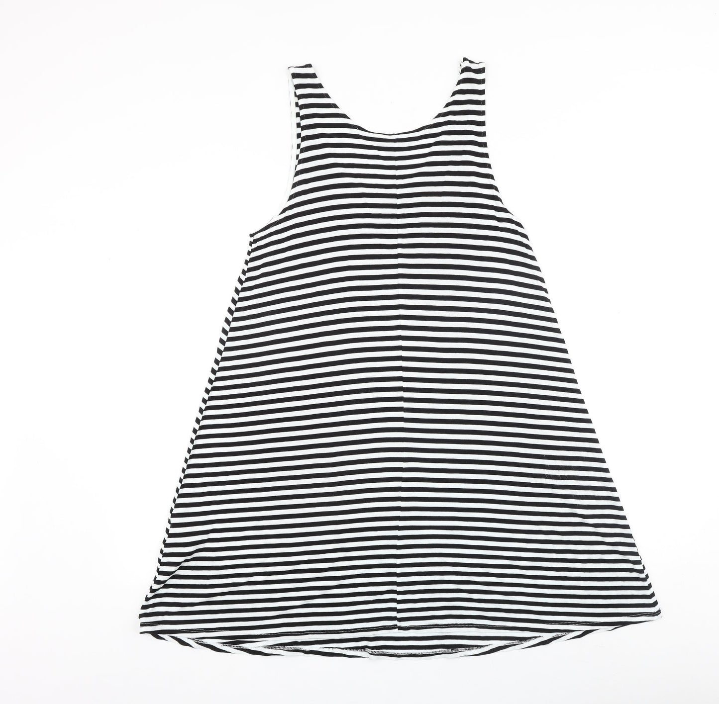 H&M Womens Black Striped Viscose Tank Dress Size M Round Neck Pullover
