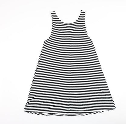 H&M Womens Black Striped Viscose Tank Dress Size M Round Neck Pullover