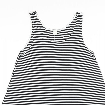 H&M Womens Black Striped Viscose Tank Dress Size M Round Neck Pullover
