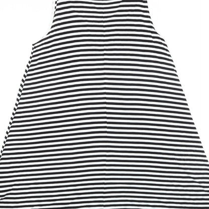 H&M Womens Black Striped Viscose Tank Dress Size M Round Neck Pullover