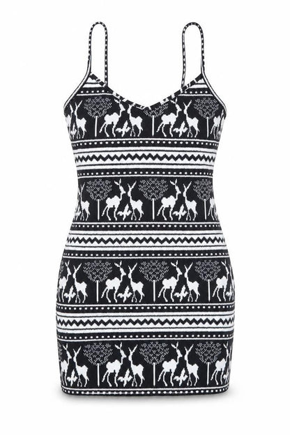 SheIn Womens Black Geometric Polyester Mini Size S V-Neck Pullover
