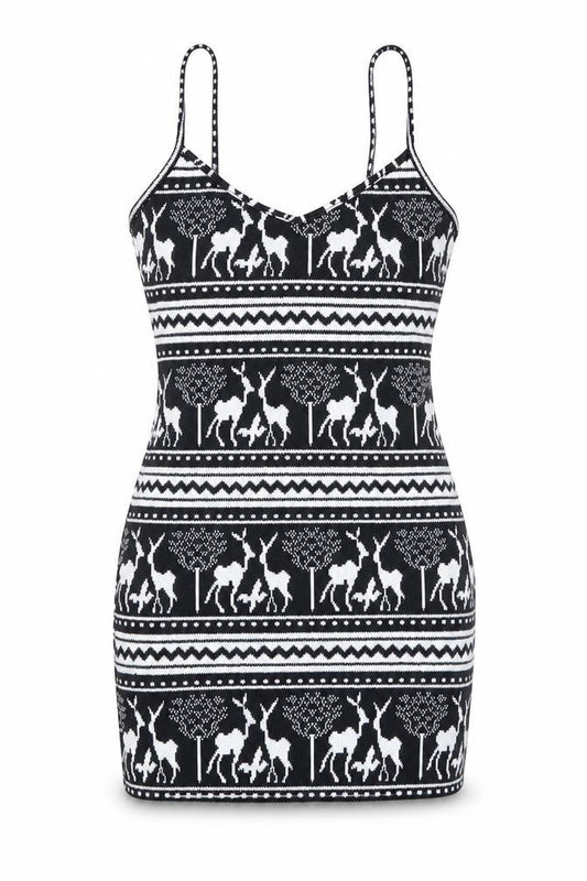 SheIn Womens Black Geometric Polyester Mini Size S V-Neck Pullover