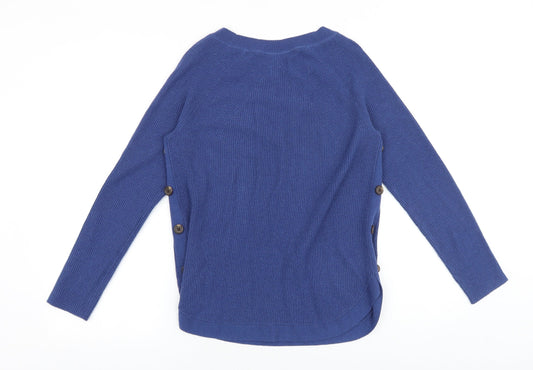 John Lewis Womens Blue Round Neck Nylon Pullover Jumper Size 8