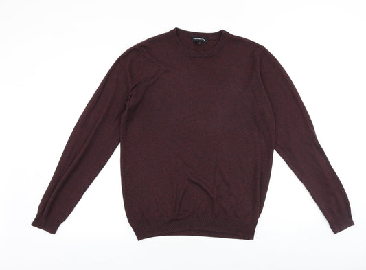 Debenhams Mens Purple Round Neck Acrylic Pullover Jumper Size S Long Sleeve