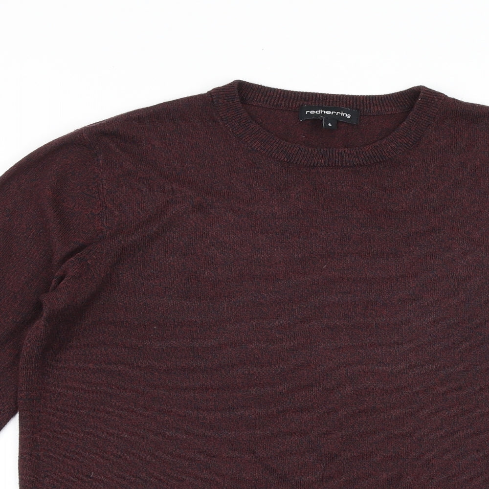 Debenhams Mens Purple Round Neck Acrylic Pullover Jumper Size S Long Sleeve