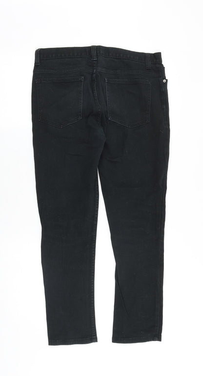 Denim & Co. Mens Black Cotton Straight Jeans Size 32 in Regular Zip