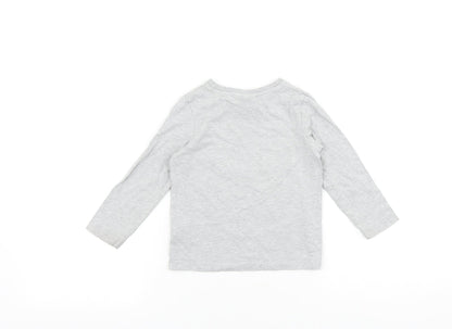 TU Baby Grey Cotton Pullover T-Shirt Size 18-24 Months Boat Neck Pullover