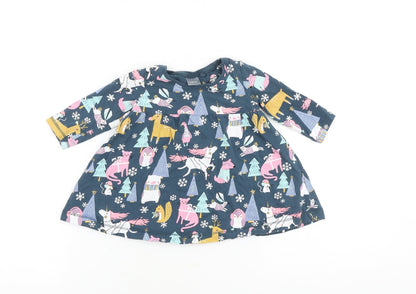 NEXT Baby Blue Geometric 100% Cotton Pullover T-Shirt Size 3-6 Months Round Neck Pullover - Cute Animals Print
