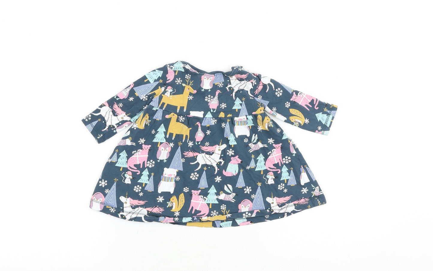 NEXT Baby Blue Geometric 100% Cotton Pullover T-Shirt Size 3-6 Months Round Neck Pullover - Cute Animals Print