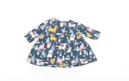 NEXT Baby Blue Geometric 100% Cotton Pullover T-Shirt Size 3-6 Months Round Neck Pullover - Cute Animals Print