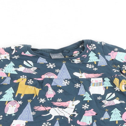 NEXT Baby Blue Geometric 100% Cotton Pullover T-Shirt Size 3-6 Months Round Neck Pullover - Cute Animals Print
