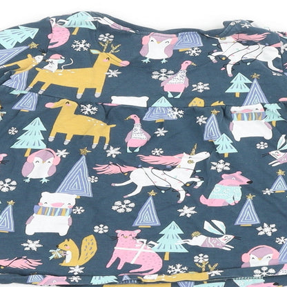 NEXT Baby Blue Geometric 100% Cotton Pullover T-Shirt Size 3-6 Months Round Neck Pullover - Cute Animals Print
