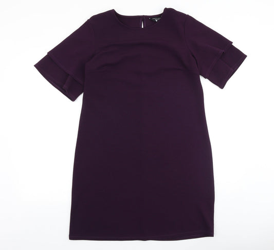 Dorothy Perkins Womens Purple Polyester A-Line Size 12 Round Neck Button