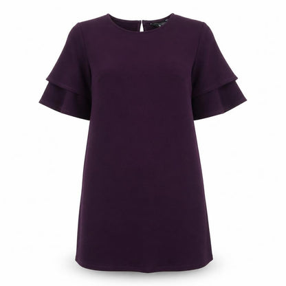 Dorothy Perkins Womens Purple Polyester A-Line Size 12 Round Neck Button