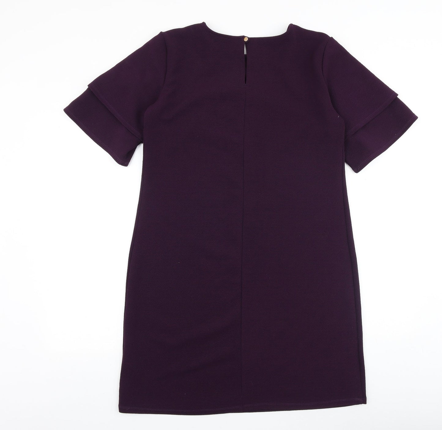 Dorothy Perkins Womens Purple Polyester A-Line Size 12 Round Neck Button