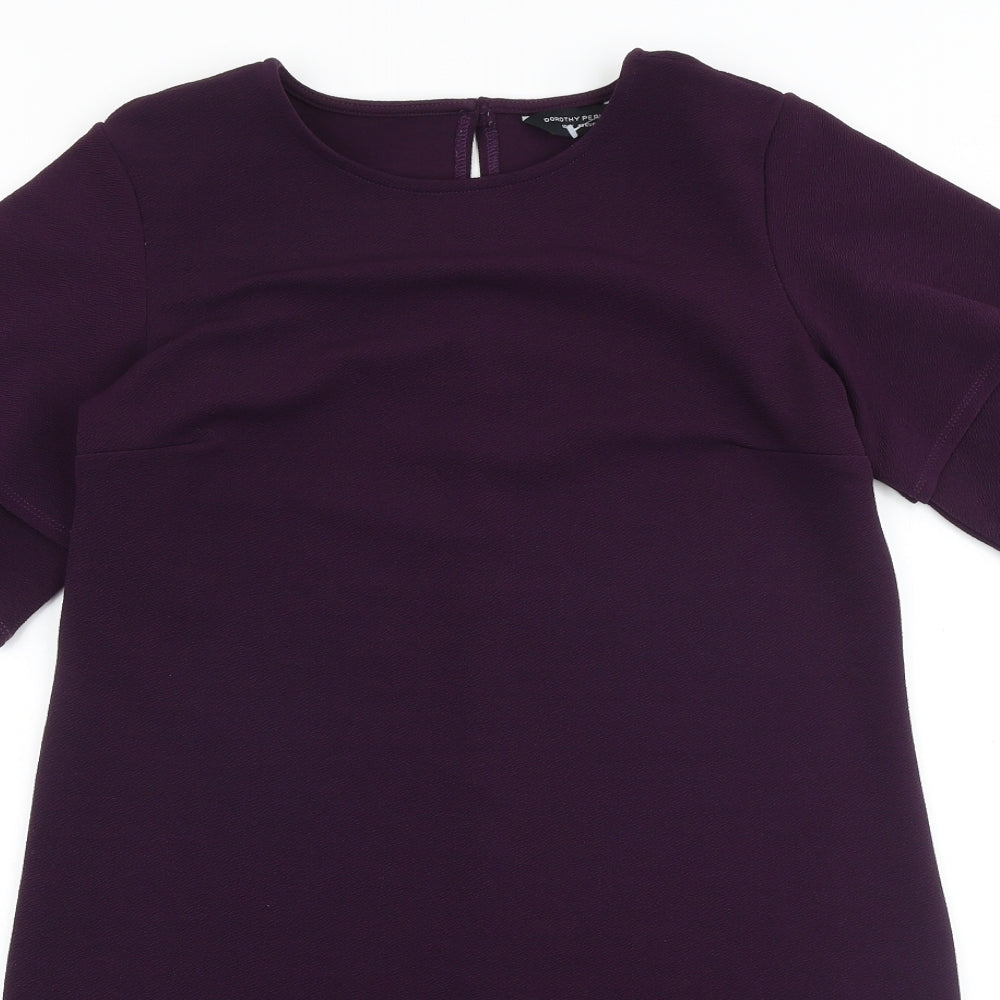 Dorothy Perkins Womens Purple Polyester A-Line Size 12 Round Neck Button