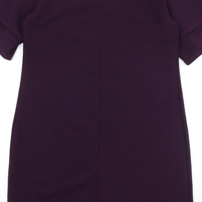 Dorothy Perkins Womens Purple Polyester A-Line Size 12 Round Neck Button