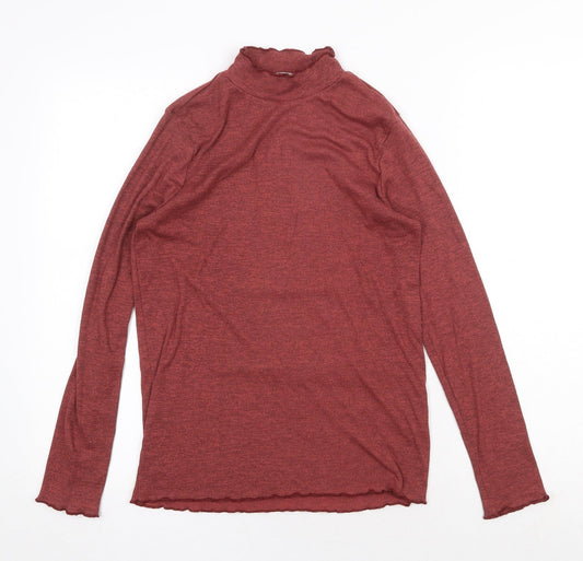 TU Womens Orange Polyester Basic Blouse Size 12 Mock Neck