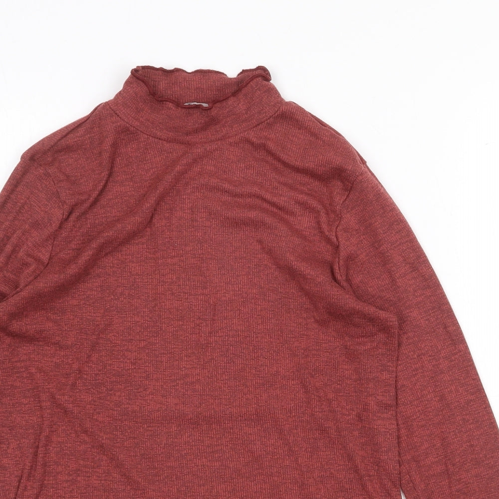 TU Womens Orange Polyester Basic Blouse Size 12 Mock Neck