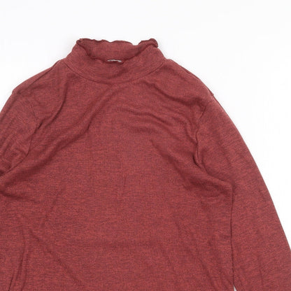 TU Womens Orange Polyester Basic Blouse Size 12 Mock Neck