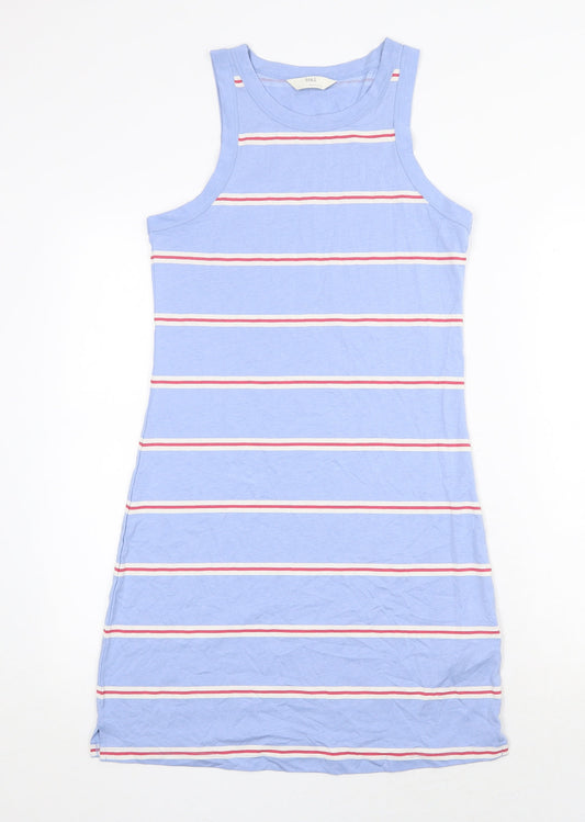 Marks and Spencer Womens Blue Striped Cotton Bodycon Size S Round Neck Pullover
