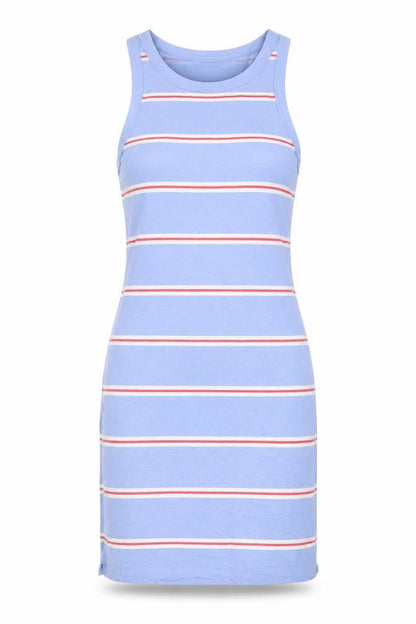 Marks and Spencer Womens Blue Striped Cotton Bodycon Size S Round Neck Pullover