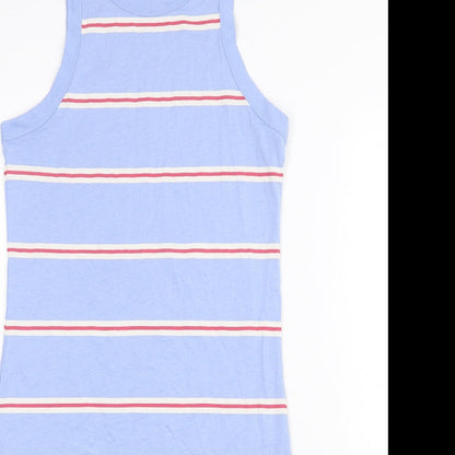 Marks and Spencer Womens Blue Striped Cotton Bodycon Size S Round Neck Pullover