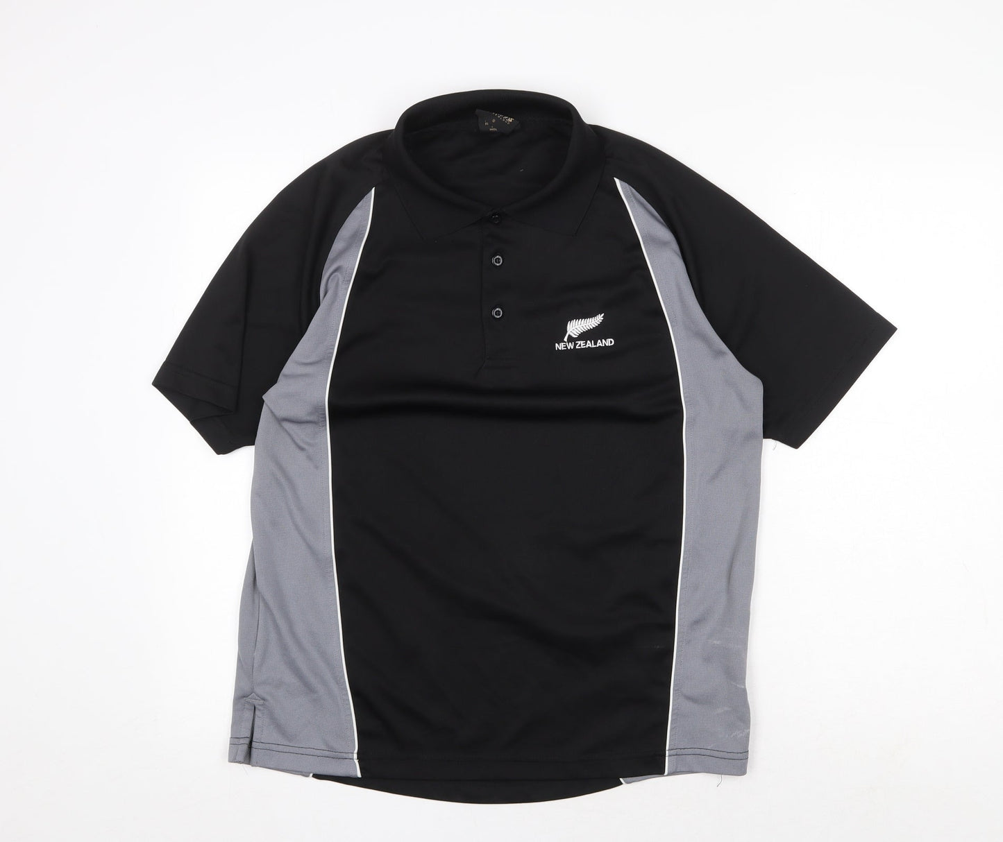 Super Shirts Mens Black Polyester Polo Size S Collared Button - New Zealand