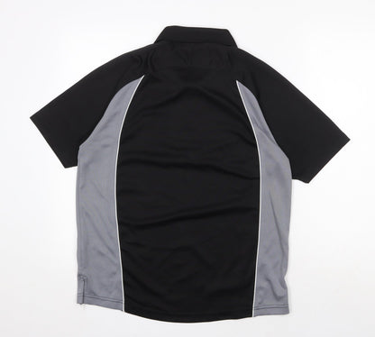 Super Shirts Mens Black Polyester Polo Size S Collared Button - New Zealand