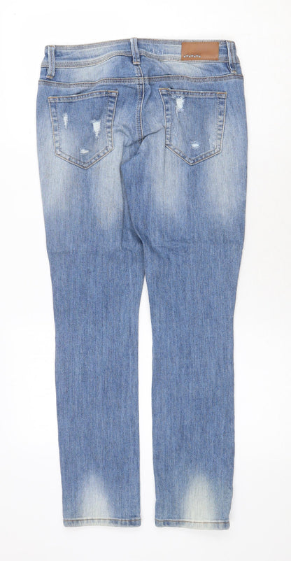 Dollhouse Womens Blue Cotton Straight Jeans Size S Regular Zip