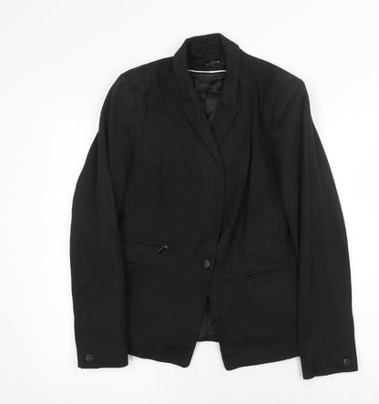 NEXT Womens Black Polyester Jacket Suit Jacket Size 12