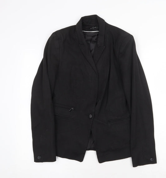 NEXT Womens Black Polyester Jacket Suit Jacket Size 12
