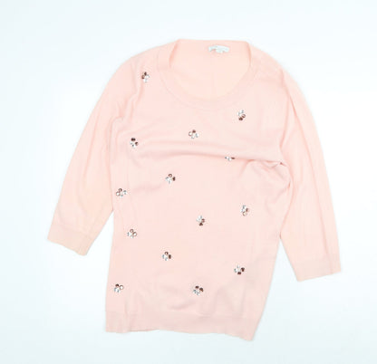 New York & Conpany Womens Pink Round Neck Geometric Acrylic Pullover Jumper Size L