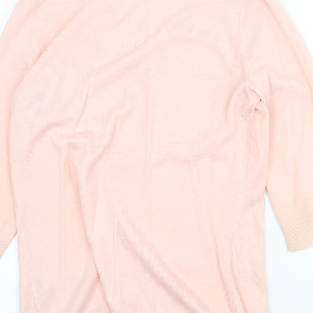 New York & Conpany Womens Pink Round Neck Geometric Acrylic Pullover Jumper Size L