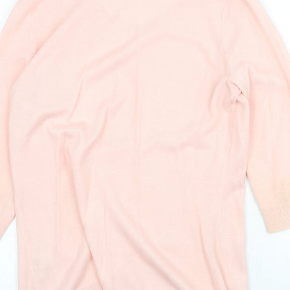 New York & Conpany Womens Pink Round Neck Geometric Acrylic Pullover Jumper Size L