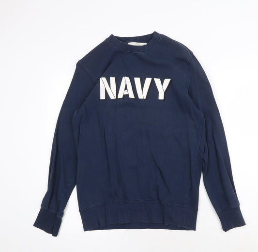H&M Womens Blue Cotton Pullover Sweatshirt Size XS Pullover - Navy