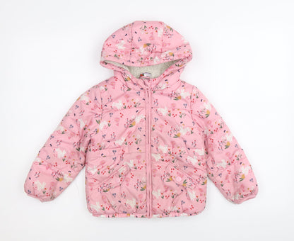 Mini Club Girls Pink Floral Quilted Jacket Size 3XL Zip
