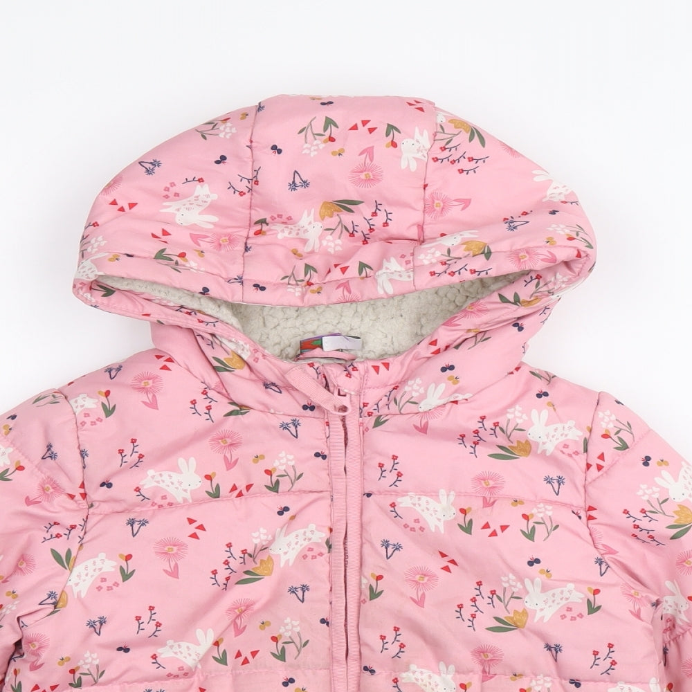 Mini Club Girls Pink Floral Quilted Jacket Size 3XL Zip