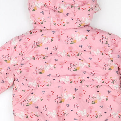 Mini Club Girls Pink Floral Quilted Jacket Size 3XL Zip