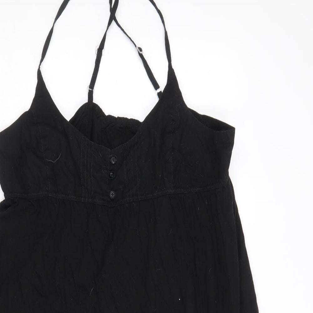 b.young Womens Black 100% Cotton Shift Size XL Scoop Neck Button