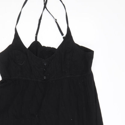 b.young Womens Black 100% Cotton Shift Size XL Scoop Neck Button