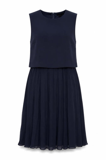 H&M Womens Blue Polyester Trapeze & Swing Size 6 Round Neck Zip
