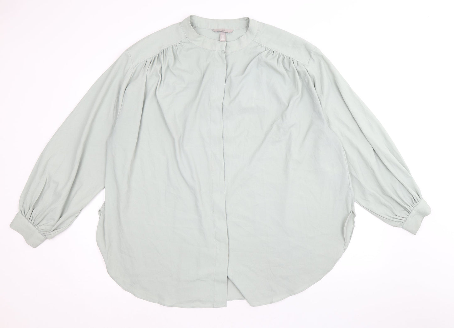 Womens UK Size XL H&M Green Basic Button-Up