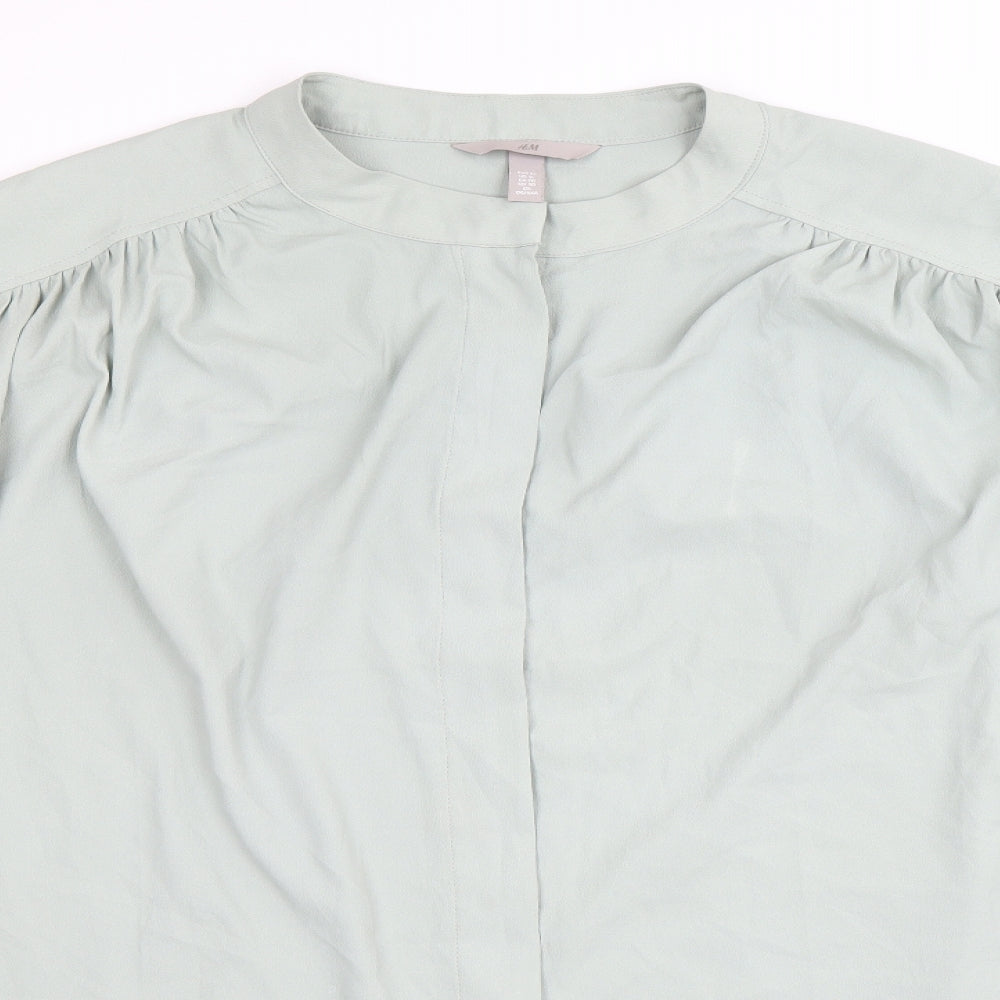 Womens UK Size XL H&M Green Basic Button-Up